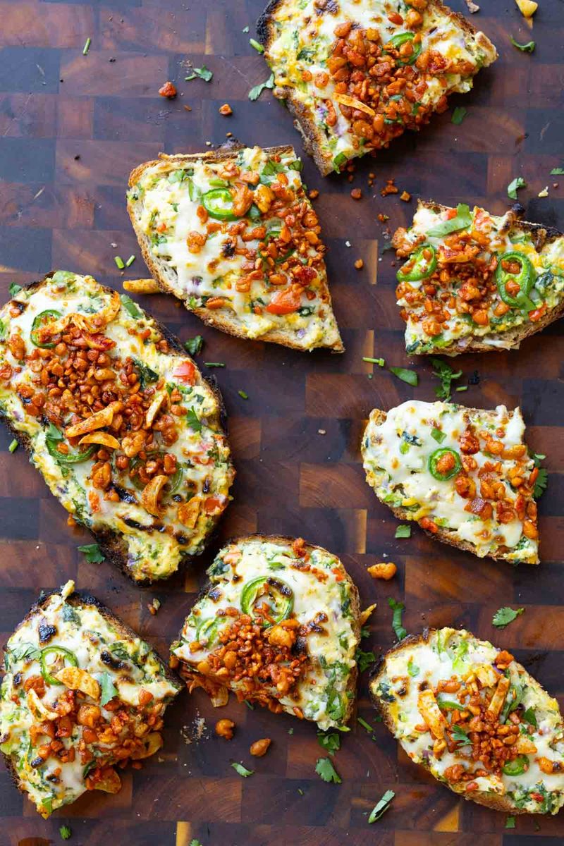 Chilli Cheese Toast with Crispy Lime Tempeh