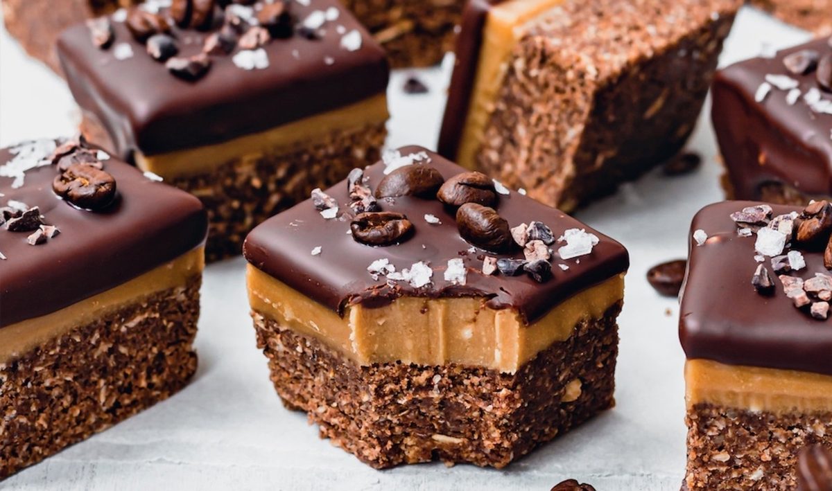 No-Bake Vegan Chocolate Espresso Caramel Bars