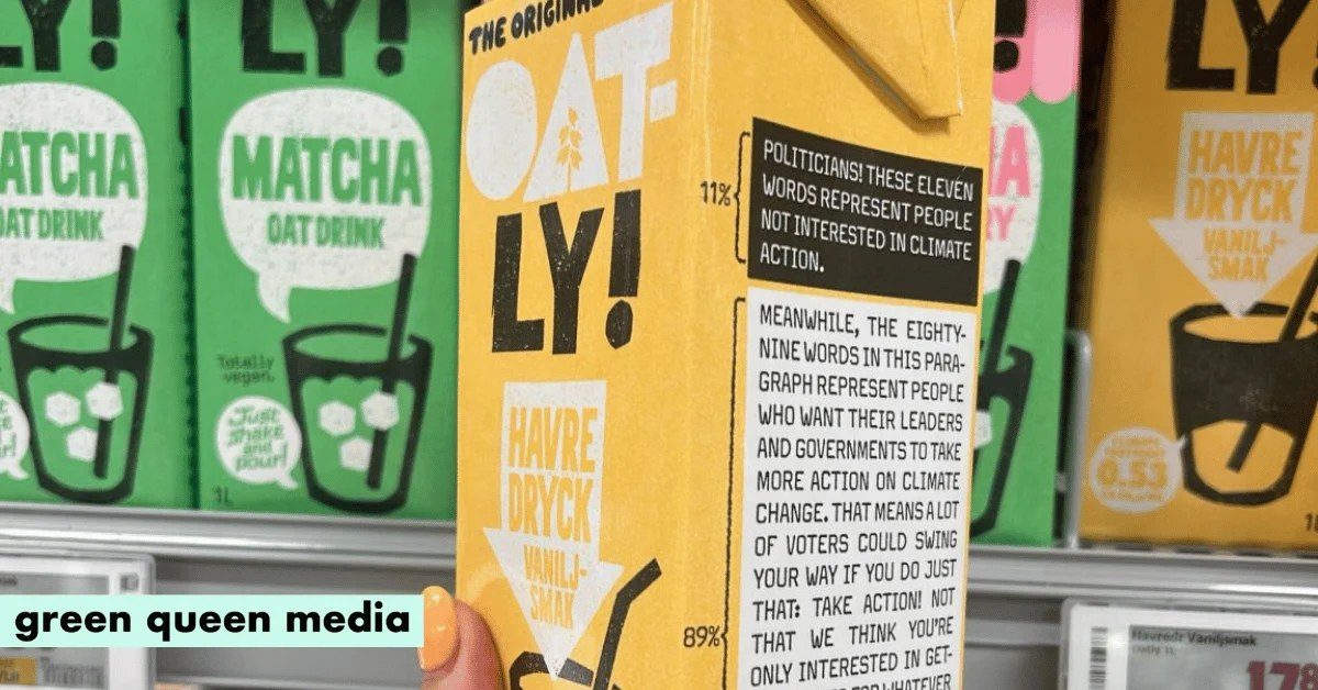 Oatly prints 89% climate-action stat across new oat milk cartons