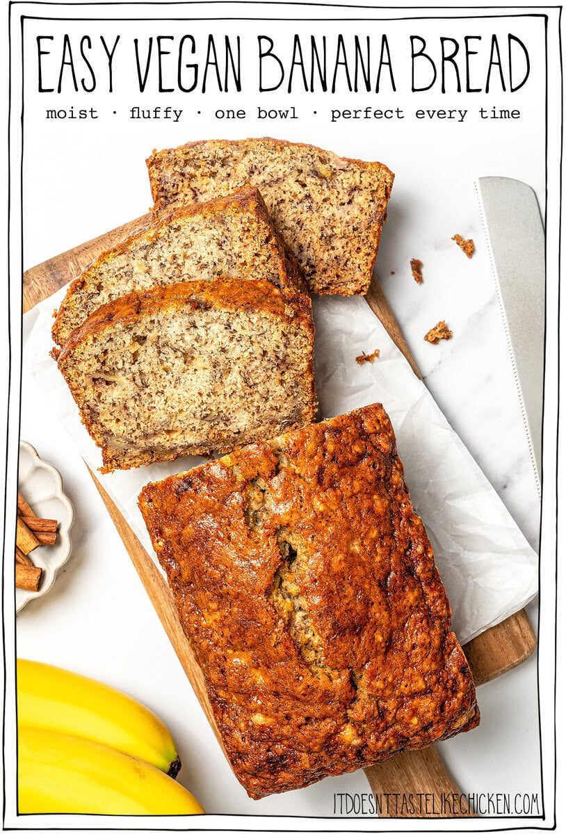 Easy Vegan Banana Bread (Moist, Fluffy & One Bowl)