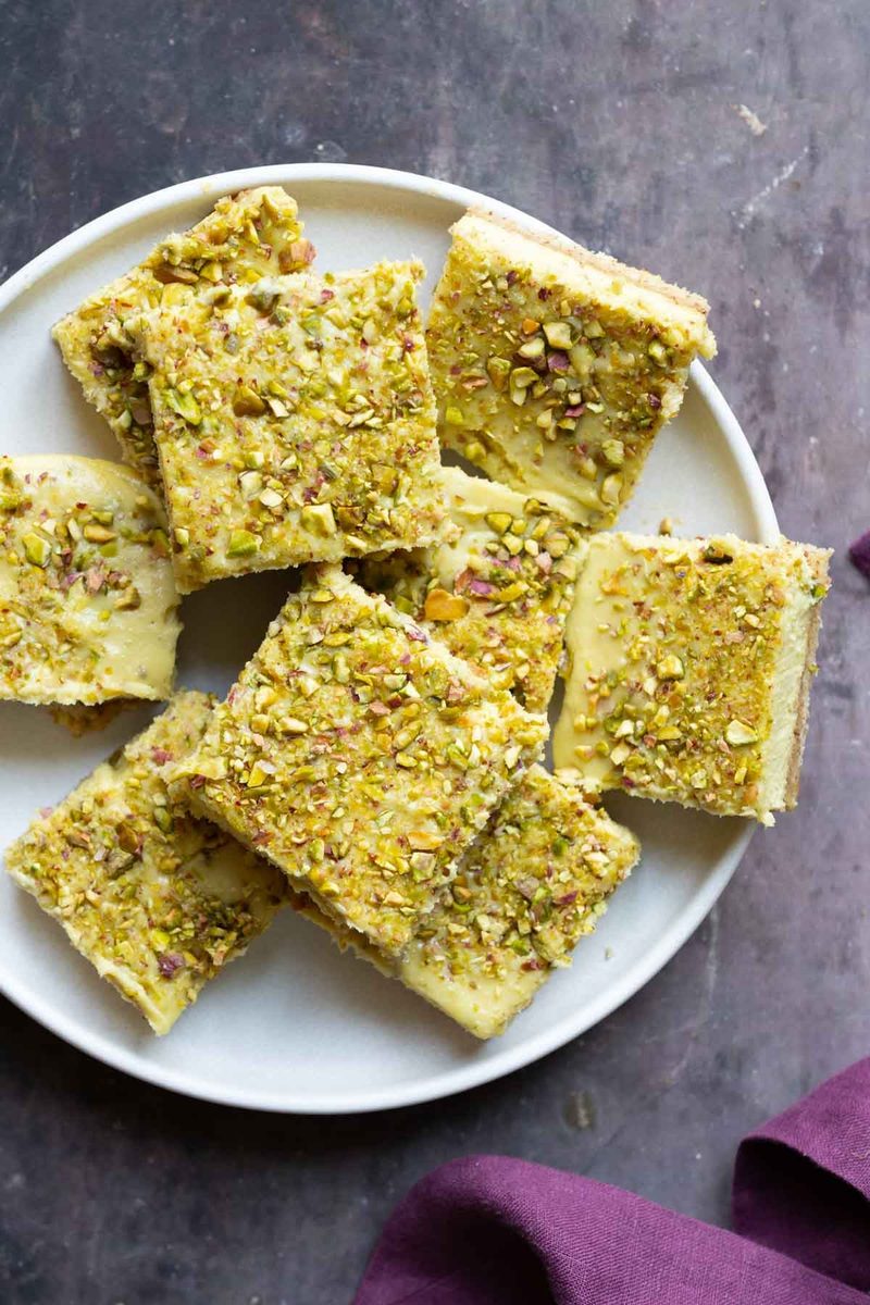 Kesar Pista Bars (Saffron Pistachio Cream Bars)